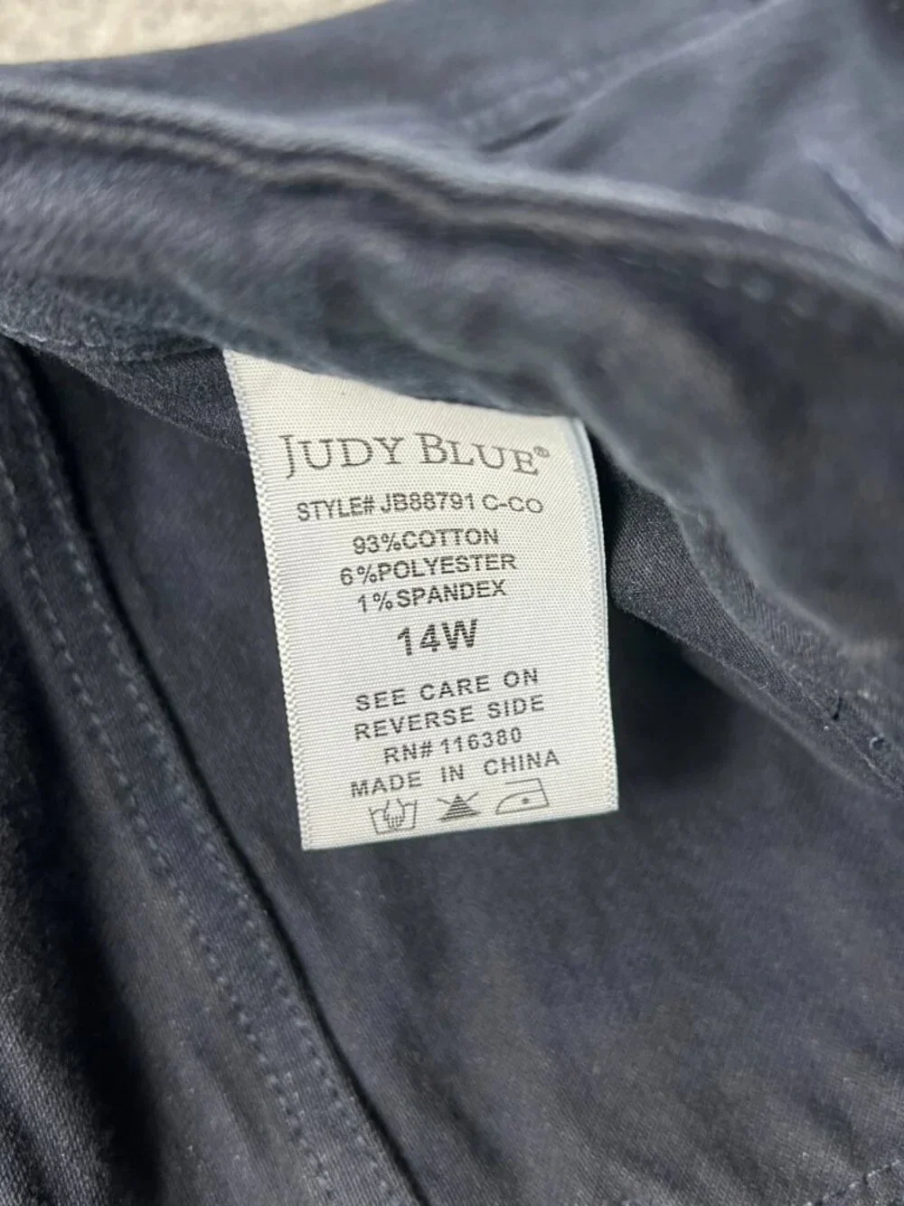 Judy‎ Blue Garment Dyed Skinny Jeans Womens 14W Black Denim Stretch High Rise